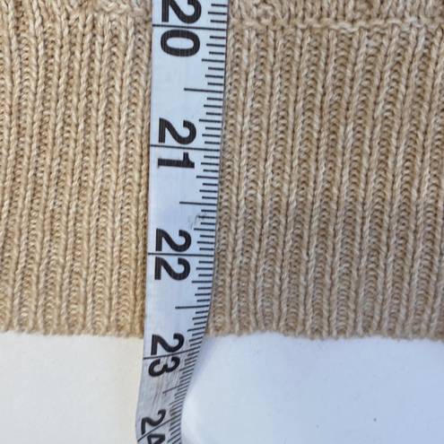 DKNY  Beige Cable Knit V-Neck Hooded Sweatshirt EUC Sz Sm Cotton Pullover