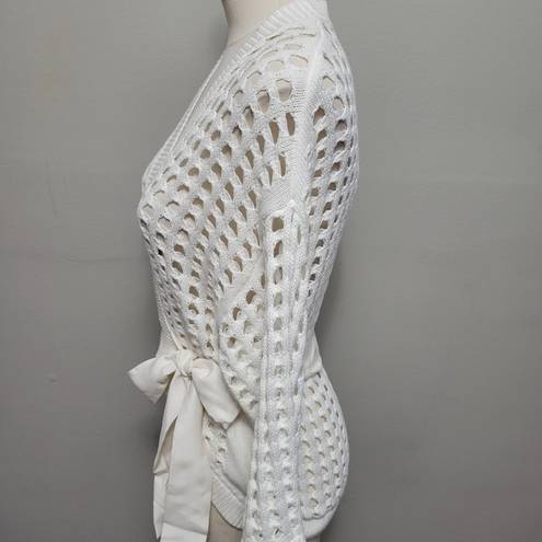 W By Worth  white open weave wrap cardigan size medium