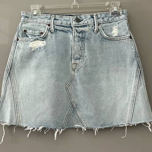 GRLFRND Revolve  BUTTON FLY DENIM SKIRT EVA CAR WASH SIZE 26