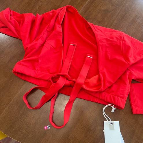 Good American  Size 2 / M Bright Poppy Red Sexy Boost Swim Top Long Sleeve