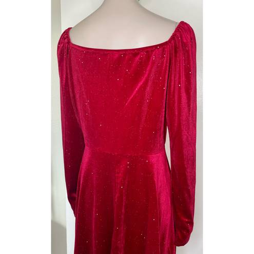 Ruby Red Velvet Surplice Skater Dress