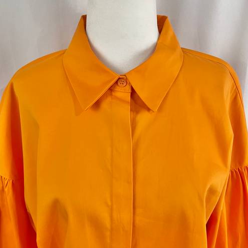 INC New  Flared Cuff Button Down Shirt Relaxed Fit Tangerine Crush Orange