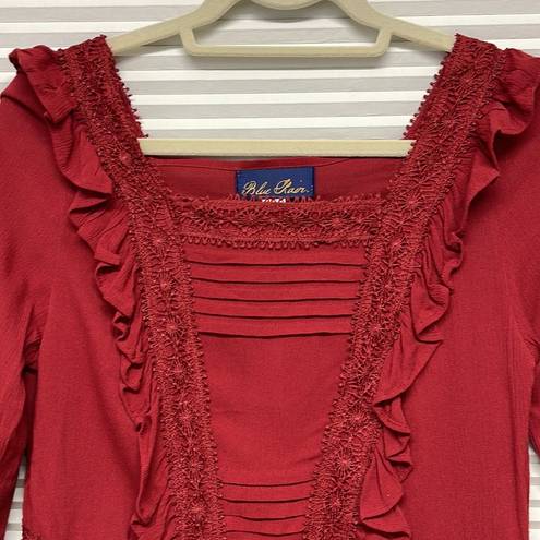 Blue Rain Francesca’s  NWT Brick Red Ruffle Bell Sleeve Peasant Top Size XS