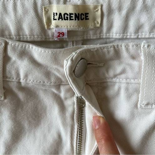 L'Agence  Nadia Cropped Straight Jean in Vintage White Stripe Size 29