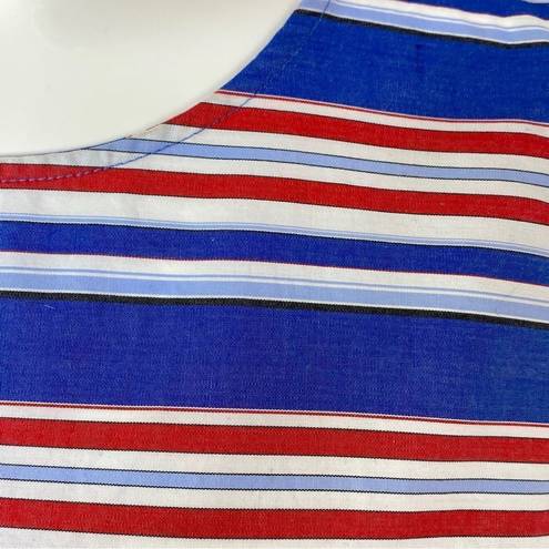 Tommy Hilfiger  Striped Peplum Hem Sleeveless Blouse Medium Tank Top Blue Red