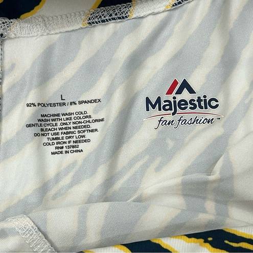 Majestic Zubaz NFL Los Angeles Chargers Navy Yellow Striped  Yoga Pants Womens L