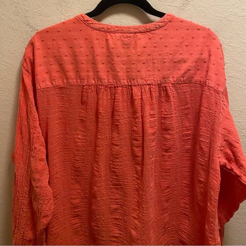 Pilcro  By Anthropologie Coral Mila Draped Button Down Blouse Size L