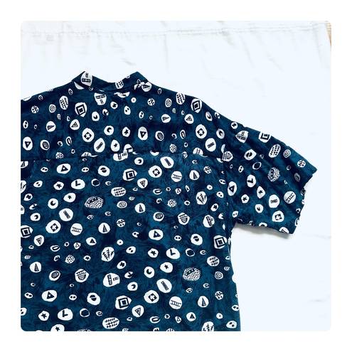 Structure ★ Vintage 90’s  Pattern Casual Button Down - Blue/White ★