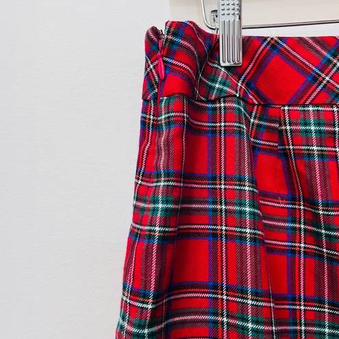 Talbots  Red Tartan Plaid Rayon Skirt Classic Career Lined Holiday sz 10 P