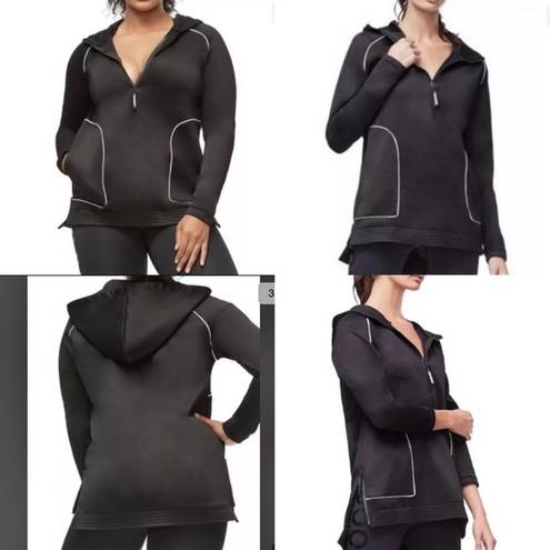 Good American  Performance 1/2 Zip Black Hoodie Tunic Small