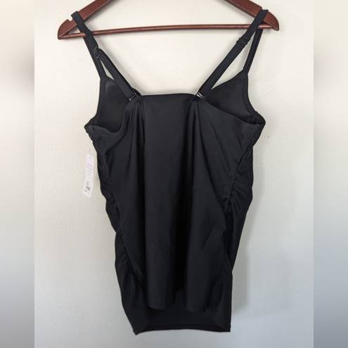 Cacique  Underwire Knot-Front Tankini Black Swimsuit Top 36D New