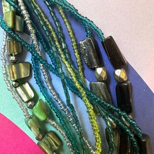 Coldwater Creek  blue abalone mule strand statement necklace