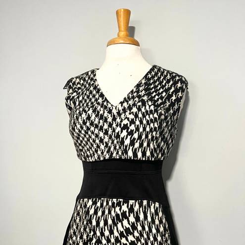 Tracy Reese Black White Malak Houndstooth Jacquard MIDI Dress