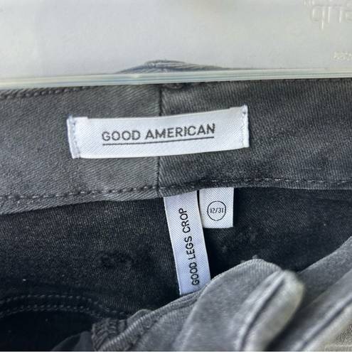 Good American  Good Legs Crop, distressed  stretch grey denim size 12/31