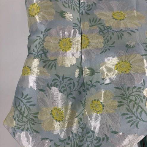 Lulus Lulu’s Blooming Love Light Blue Yellow Floral Jacquard Mini Dress size Medium