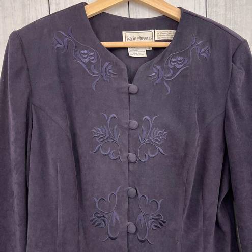 Karin Stevens  SIZE 12 VINTAGE 90's Blazer Purple Embroidered Floral Microfiber