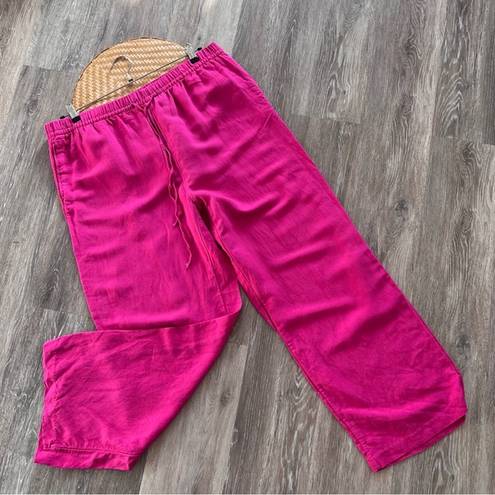 H&M  bright pink linen blend wide leg pants