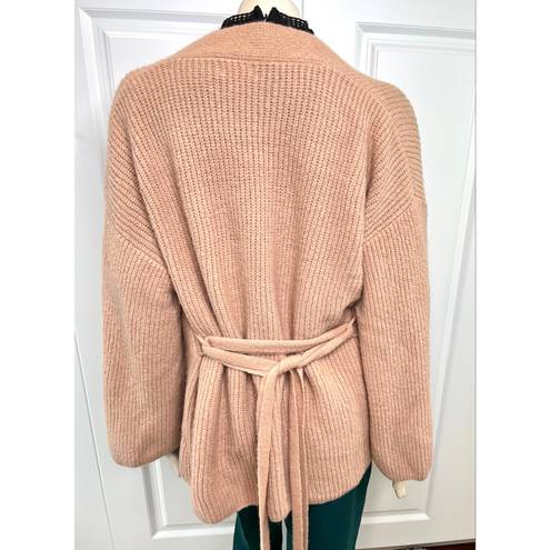 Pink Lily Distracted By You Mocha Wrap Tie Cardigan Size Medium