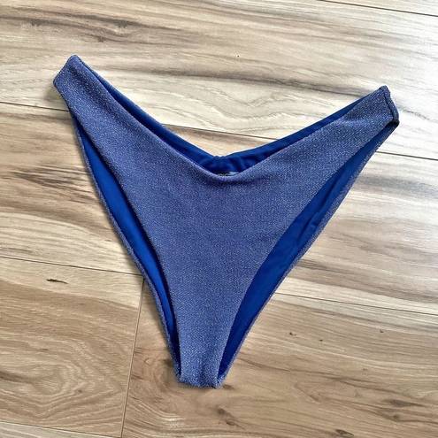 Beach Riot  | Blue Shimmer Sparkle Bikini Bottom High Cut | Size Large