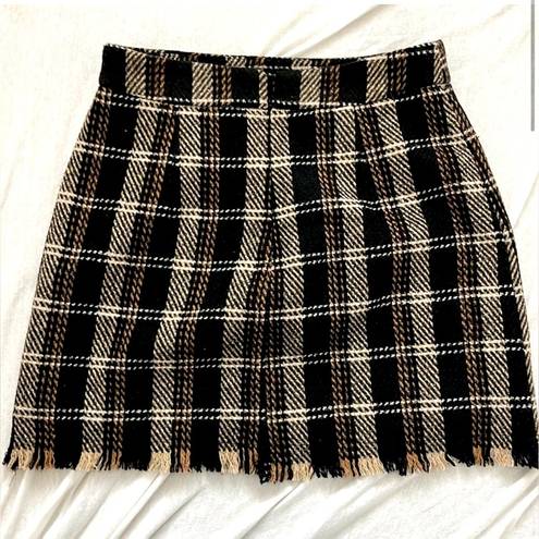 Sage  THE LABEL🍒SIZE XS🍒FRENCH DUO MIXED PLAID MINI SKIRT RAW HEM FULLY LINED