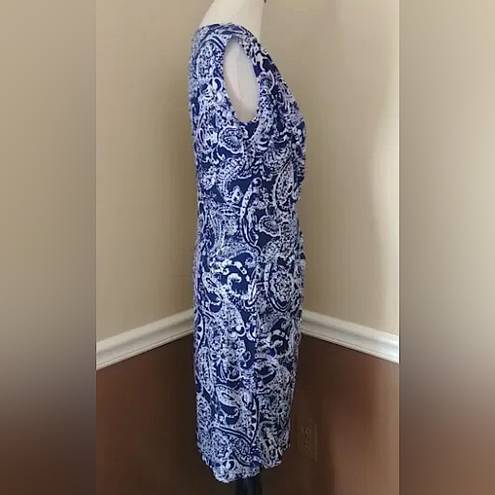 Tiana B NEW  Navy Blue & White Paisley Gathered Wrap-Style Modcloth Dress Size 6