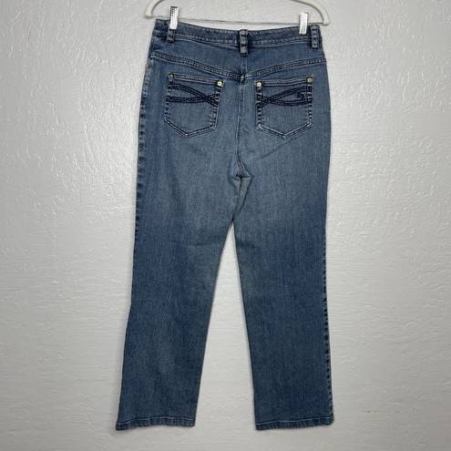 St. John  Sport Women 8 Medium Wash Denim Straight Cut Jeans Stretch High Waisted