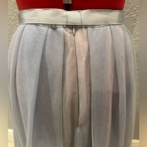 J.Crew  Tulle Ball Skirt in Blue Sheer Mesh Pleated Ribbon Belt A-line 8