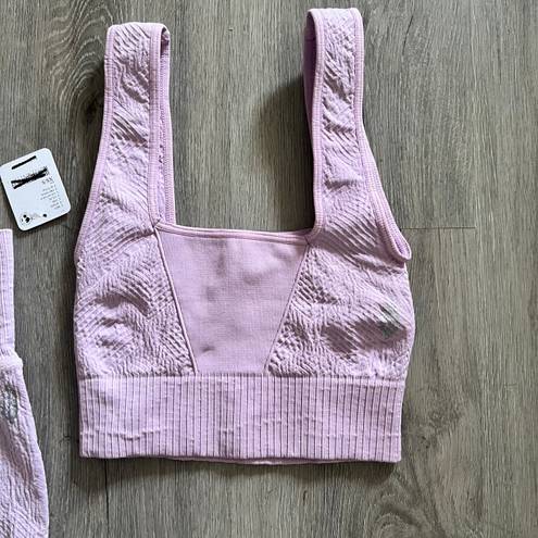 Free People Movement NWT  Good Karma Tile Textured Set XS/SM Lilac Athletic Gym