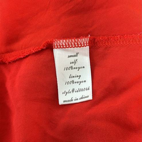 Alya Beautiful red summer Holter dress Sz Small Embroider details Back Keyhole