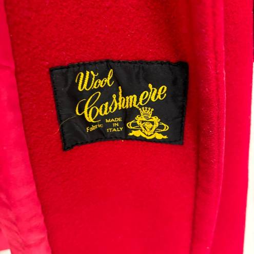 Hilary Radley Vintage Wool Cashmere Made in Italy Blend Red PeaCoat Coat size 2 Petite HEMMED