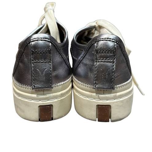  ALL SAINTS Metallic Pewter Silver Milla Leather Platform Sneakers Size