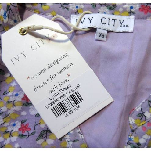 Krass&co NWT Ivy City . Lydia in Purple Floral Flowy Tiered A-line Dress XS