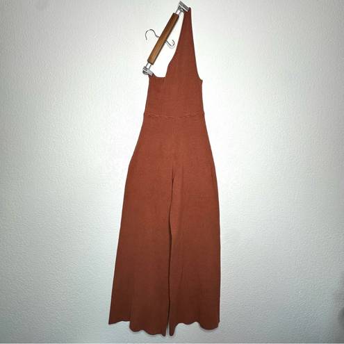 Free People Beach Women's Waverly Sweater One-Piece Jumpsuit XS Brown Wide Leg