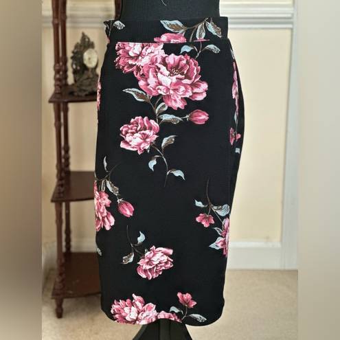 Iris Floral Print Knee Length Fitted Style Pencil Skirt