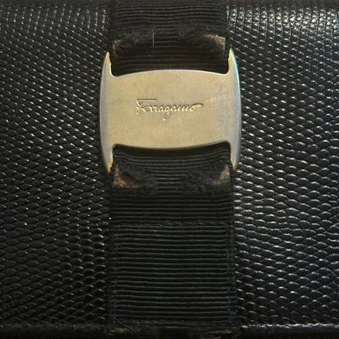 Salvatore Ferragamo Vara Black Leather Long Bifold Wallet Made in ITALY