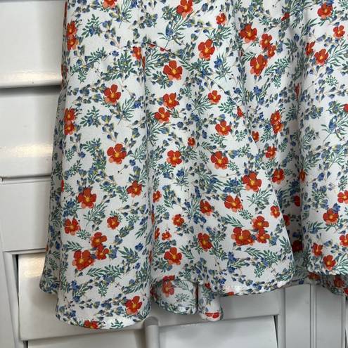 Trixxi Floral Tank Dress Flowy Lined Medium M for Spring Summer White Blue Red