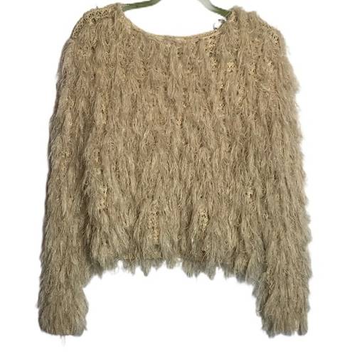 Missguided  beige fuzzy pullover sweater