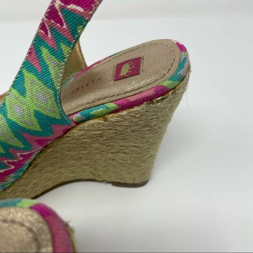 Harper Elaine Turner  Batik Print Wedge Sandals Size 6.5