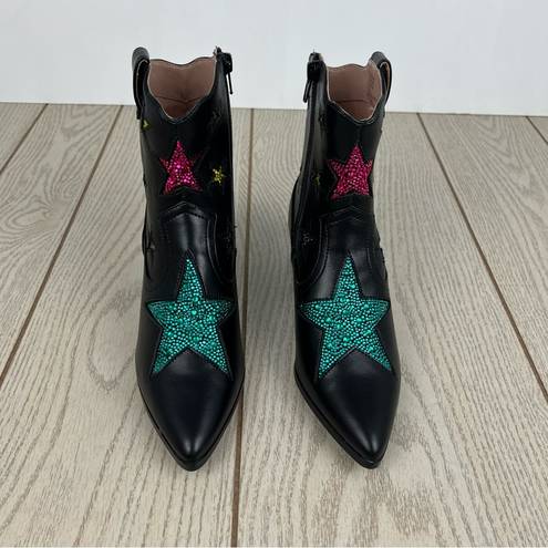 Betsey Johnson  Edison Women's Rhinestone Stars Western Boots 6 Black Multi $169