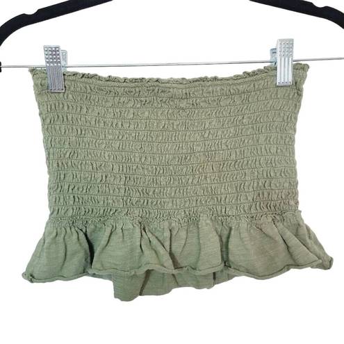 We The Free  Womens Size XS Green Ruffled Tube Top With Buttons