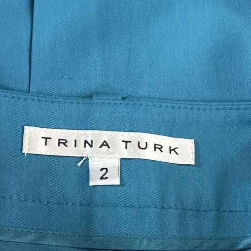 Trina Turk  Womens Turquoise Mini Pencil Skirt Lined Size 2