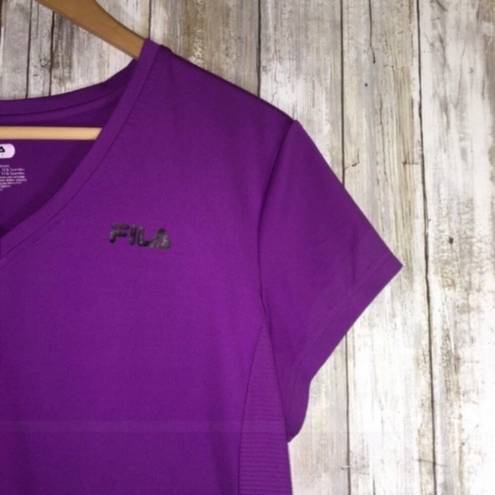 FILA Purple Fitted V Neck Tee