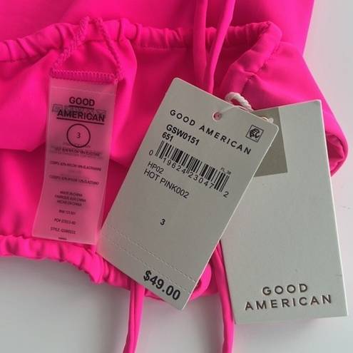 Good American NWT  Tiny Ties Bikini Bottom Cheeky Barbie Hot Pink Size 3 / Large