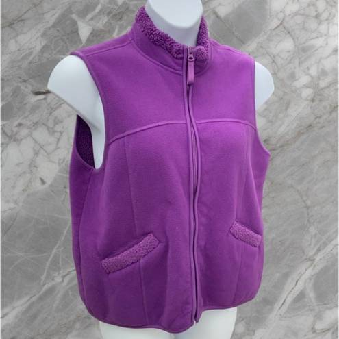 Coldwater Creek  Sleeveless Solid Purple Full Zip Hip Pockets Fleece Vest  XL