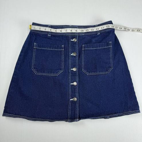 Popsugar Denim Skirt Size 14 Blue Jean Button Front Dark Wash