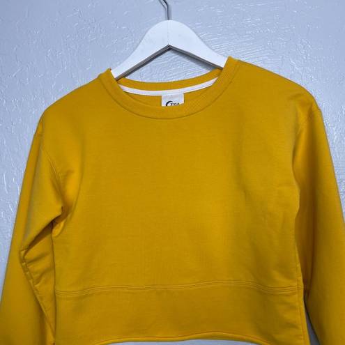 Zyia Active Women XS Marigold Yellow Cropped Sweatshirt Crew Neck Long Sleeve