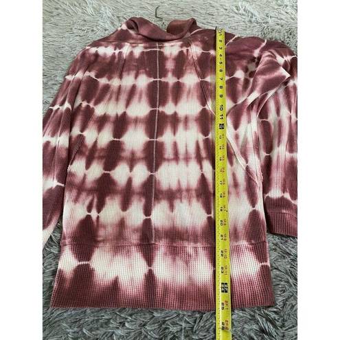 Pilcro  Tie Dye Cowl Neck Boho Sweater Womens XS Pink Waffle Knit Thermal