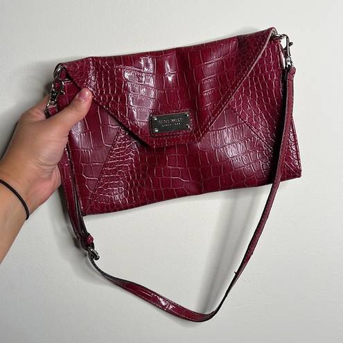 Nine West  clutch shoulder bag removeable strap wine red animal print adjustable