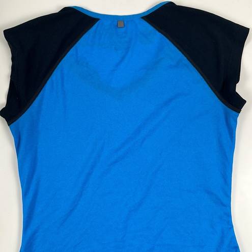 Nike Dri Fit Short Sleeve Blue Black V-Neck T-shirt Size Small