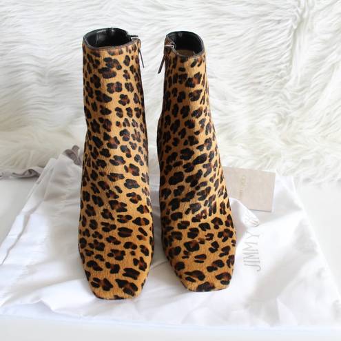 Jimmy Choo  Mirren Calf Hair Leopard Print Side Zip Ankle Boots